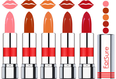 Forsure Professional Matte Lipsticks (set of 5 Lipsticks)(Peach,Brown,Nude,Light Brown,Megenta, 20 g)