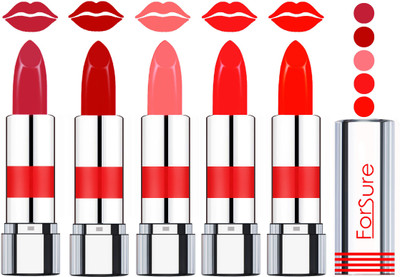 Forsure Professional Matte Lipsticks (set of 5 Lipsticks)(Coral,Spicy Red,Baby Pink,Red,Bright Orange, 20 g)
Forsure Professional Matte Lipsticks (set of 5 Lipsticks)(Coral,Spicy Red,Baby Pink,Red,Bright Orange, 20 g)