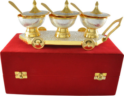 Raj Laxmi RajLaxmi Gold And Silver Plated 3 Bowl Set Bowl Spoon Tray Serving Set(Pack of 7)
Raj Laxmi RajLaxmi Gold And Silver Plated 3 Bowl Set Bowl Spoon Tray Serving Set(Pack of 7)