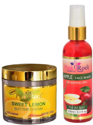 Pink Root SWEET LEMON CREAM 100G WITH APPLE FACE WASH 100ML(Set of 2)