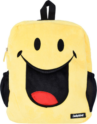Smiley World Crazy Laughing Soft Toy School Bag By Ultra - 14 inch(Yellow)