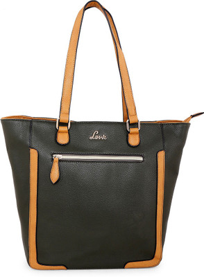 Lavie Women Evening/Party Green Genuine Leather Tote