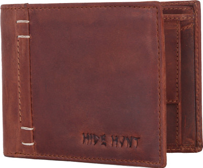 Hide Hunt Men Casual Brown Genuine Leather Wallet(3 Card Slots)