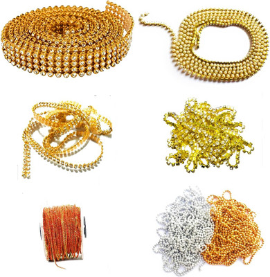 Medonna shoppe Terracotta, Quilling and Silk thread jewellery making Line stone chain, ball chain, Pearl stone chain, 2 line stone, 4 line stone, 7 type each 1 mtr
Medonna shoppe Terracotta, Quilling and Silk thread jewellery making Line stone chain, ball chain, Pearl stone chain, 2 line stone, 4 line stone, 7 type each 1 mtr