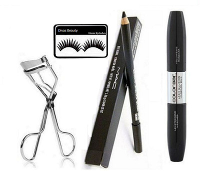 divas beauty Eyelashes With Mac. Pencil Kajal , Eyelashes Curler, Colorbar 2 In 1 Mascara, Eyeliner(Set of 4)
divas beauty Eyelashes With Mac. Pencil Kajal , Eyelashes Curler, Colorbar 2 In 1 Mascara, Eyeliner(Set of 4)