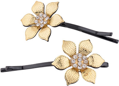 Voylla Golden Flower Hair Pins Hair Pin(Gold)