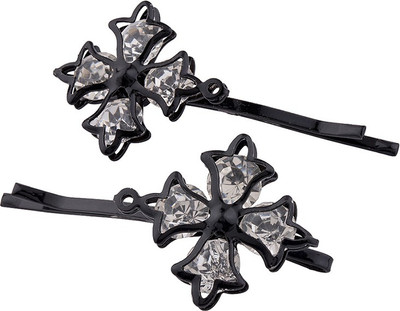 Voylla Black Hair Pins with Stones Hair Pin(Black)