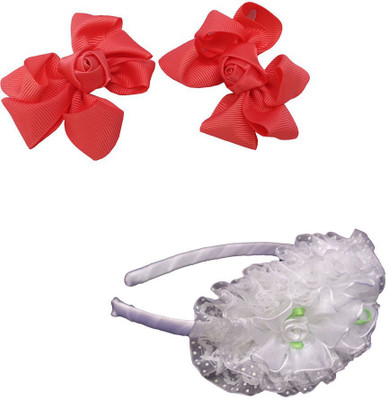 Trendeela.com Feriha Hair Band, Hair Clip, Tic Tac Clip(White, Red)