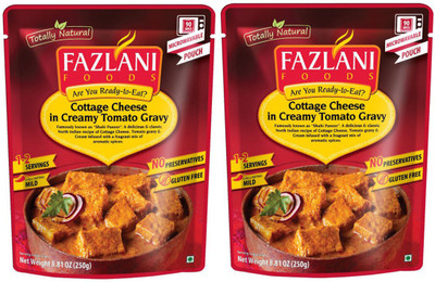 Fazlani Foods Ready To Eat Pack of 2 Shahi Paneer (Cottage Cheese in Tangy Tomato Sauce) 250 g
Fazlani Foods Ready To Eat Pack of 2 Shahi Paneer (Cottage Cheese in Tangy Tomato Sauce) 250 g