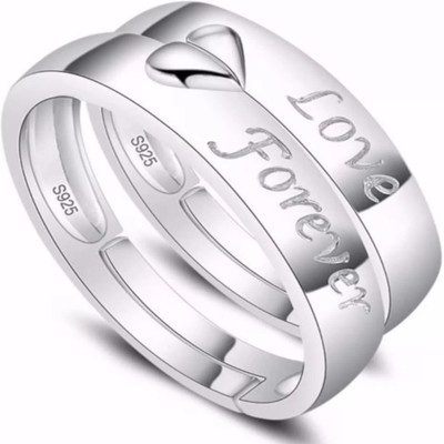 silver shine couple ring set Alloy Cubic Zirconia Silver Plated Ring Set