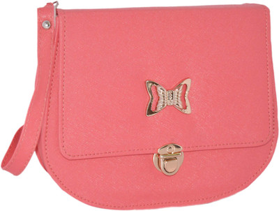 minaar Girls Casual Pink Leatherette, PU Sling Bag