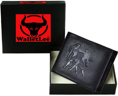 WalletLee Men Black Genuine Leather Wallet(1 Card Slot)