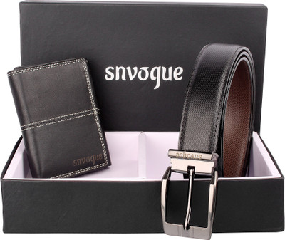 SNVOGUE Belt, Wallet Combo(Black)