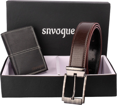 SNVOGUE Belt, Wallet Combo(Brown)
