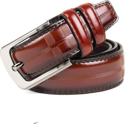 Cyclone Men Party Maroon Genuine Leather Belt, Red