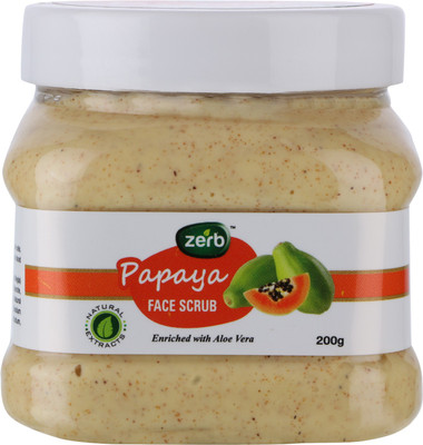 Zerb Papaya Face Scrub Natural Extracts Enriched With Aloe Vera Remove Dirt/Oil Scrub(200 g)