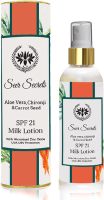 Seer Secrets Aloe Vera, Chironji & Carrot Seed SPF 21 Milk Lotion - SPF 21 PA++(100 ml)
Seer Secrets Aloe Vera, Chironji & Carrot Seed SPF 21 Milk Lotion - SPF 21 PA++(100 ml)
