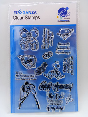ELEGANZA Clear Happy Anniversary Wishes Rubber stamp craft Size 104 mm x 150 mm
