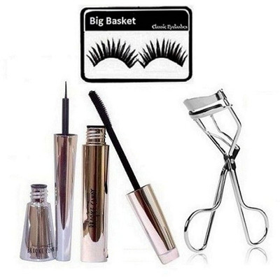big basket Eyelashes, Mac Brooke Candy Liner&Mascara With Eyelashes Curler(Set of 4)