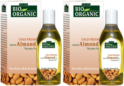 Indus Valley BIO Organic Cold Pressed Sweet Almond Oil- Twin Pack Hair Oil(200 ml)