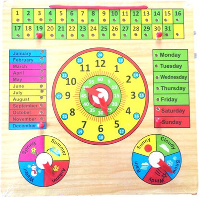 ToyVilla Learning Wooden Calendar with Clock, Weather, Seasons, Counting, Months and Weeks days(Multicolor)
ToyVilla Learning Wooden Calendar with Clock, Weather, Seasons, Counting, Months and Weeks days(Multicolor)
