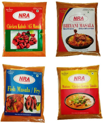 NRA Combo Masala Pack of400g (100g each) - Chicken kabab /65 masala, Mutton /Chicken korma (2in1), Biryani masala, Fish curry /Fish Fry masala.(4 x 100 g)
NRA Combo Masala Pack of400g (100g each) - Chicken kabab /65 masala, Mutton /Chicken korma (2in1), Biryani masala, Fish curry /Fish Fry masala.(4 x 100 g)