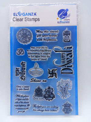 ELEGANZA Clear Diwali Wishes Rubber stamp craft Size 104 mm x 150 mm