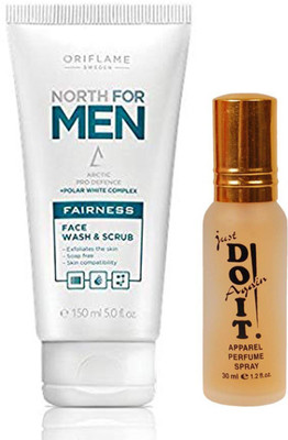 Oriflame Sweden North for Men Fairness Scrub & Face Wash (150 ml) with one do it perfume 30 ml(Set of 2)
Oriflame Sweden North for Men Fairness Scrub & Face Wash (150 ml) with one do it perfume 30 ml(Set of 2)