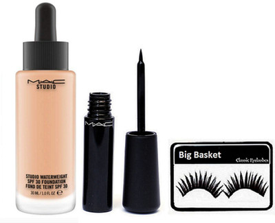 big Basket Eyelashes, Mac Studio Waterweight Foundation, Liquid Eyeliner(Set of 3)
big Basket Eyelashes, Mac Studio Waterweight Foundation, Liquid Eyeliner(Set of 3)