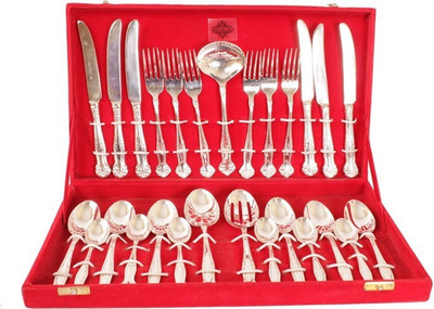IndianArtVilla Gift Set of 12 Spoons, 6 Forks, 6 Knifes and 3 Serving Spoons Silver Plated Cutlery Set(Pack of 27)
IndianArtVilla Gift Set of 12 Spoons, 6 Forks, 6 Knifes and 3 Serving Spoons Silver Plated Cutlery Set(Pack of 27)