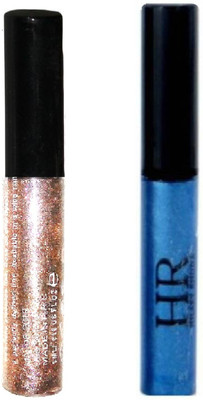 HR combo of 2 waterproof glitter shimmer eye liner blue baby pink 5 ml(blue, pink)