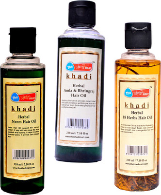 The khadi mart 18 Herbal Hair Oil + Amla Bhringraj Oil + Neem Hair Oil - (Pack of 3) Hair Oil(630 ml)
The khadi mart 18 Herbal Hair Oil + Amla Bhringraj Oil + Neem Hair Oil - (Pack of 3) Hair Oil(630 ml)