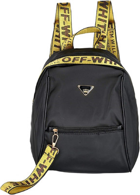 Shopigator Mini Glossy Trendy 9 L Backpack(Black), Black yellow strap