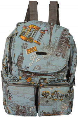 Shopigator Stylish Paris Print 11 L Backpack(Blue), Sky blue