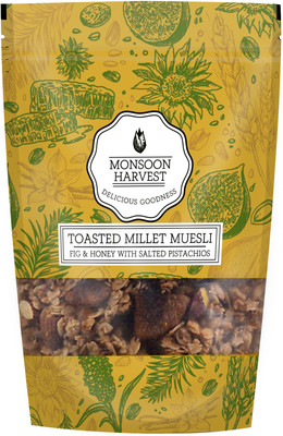 Monsoon Harvest Toasted Millet Muesli, Fig and Honey with Salted Pistachios, 250g(250 g, Pouch)
Monsoon Harvest Toasted Millet Muesli, Fig and Honey with Salted Pistachios, 250g(250 g, Pouch)