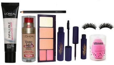 Ultimate Sponge Puff, L'oreal Infallible Mattifying Base Primer, Visisble Lift Serum inside instant lift Foundation, Mac Viva Glam 2 shade Blusher & Compact, Padma Eyeliner & Mascara, Pencil., Eyelashes(Set of 8)
Ultimate Sponge Puff, L'oreal Infallible Mattifying Base Primer, Visisble Lift Serum inside instant lift Foundation, Mac Viva Glam 2 shade Blusher & Compact, Padma Eyeliner & Mascara, Pencil., Eyelashes(Set of 8)