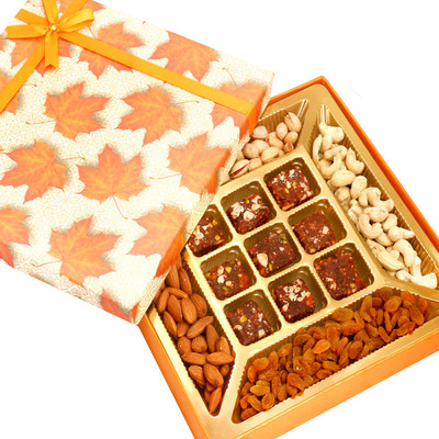 Ghasitaram Gifts Diwali Gifts - Hampers Orange Print Dryfruits and 9 pcs Sugarfree Figs and Dates Bites Combo(6)
Ghasitaram Gifts Diwali Gifts - Hampers Orange Print Dryfruits and 9 pcs Sugarfree Figs and Dates Bites Combo(6)