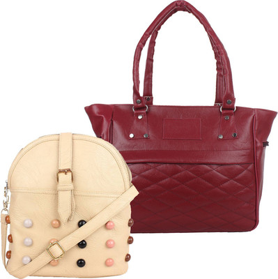 Fillincart Sling Bag(Maroon, Beige), Beige;maroon
