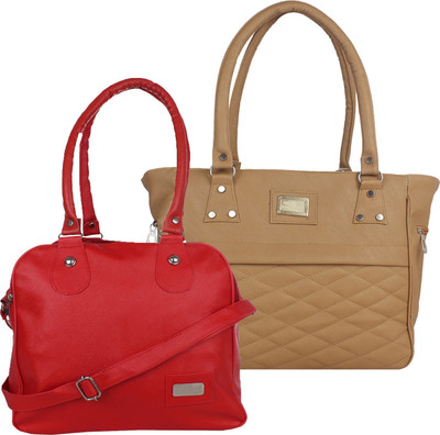 Fillincart Hand-held Bag(Red, Brown), Brown;red