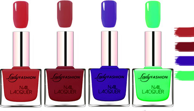 Lady Fashion Extra Shine Extra Long Stay Chip Resistant Nail Polish Dark Red,Voilet,Blue,Light Green(Pack of 4)
Lady Fashion Extra Shine Extra Long Stay Chip Resistant Nail Polish Dark Red,Voilet,Blue,Light Green(Pack of 4)