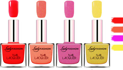 Lady Fashion Extra Shine Extra Long Stay Chip Resistant Nail Polish Bright Red,Orange Silk,Abricoat Rose,Golden(Pack of 4)
Lady Fashion Extra Shine Extra Long Stay Chip Resistant Nail Polish Bright Red,Orange Silk,Abricoat Rose,Golden(Pack of 4)