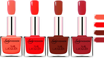 Lady Fashion Extra Shine Extra Long Stay Chip Resistant Nail Polish Light Orange,Juicy Red,Coffee,Dark Red(Pack of 4)
Lady Fashion Extra Shine Extra Long Stay Chip Resistant Nail Polish Light Orange,Juicy Red,Coffee,Dark Red(Pack of 4)