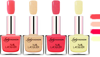 Lady Fashion Extra Shine Extra Long Stay Chip Resistant Nail Polish Baby Pink,Beach Nude,Bright Pink,Mettalic Gold(Pack of 4)
Lady Fashion Extra Shine Extra Long Stay Chip Resistant Nail Polish Baby Pink,Beach Nude,Bright Pink,Mettalic Gold(Pack of 4)