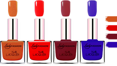 Lady Fashion Extra Shine Extra Long Stay Chip Resistant Nail Polish Copper,Bright Red,Voilet,Blue(Pack of 4)
Lady Fashion Extra Shine Extra Long Stay Chip Resistant Nail Polish Copper,Bright Red,Voilet,Blue(Pack of 4)