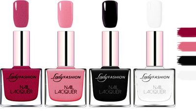 Lady Fashion Extra Shine Extra Long Stay Chip Resistant Nail Polish Maroon,Silky Pink,Black,White(Pack of 4)
Lady Fashion Extra Shine Extra Long Stay Chip Resistant Nail Polish Maroon,Silky Pink,Black,White(Pack of 4)