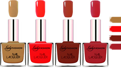Lady Fashion Extra Shine Extra Long Stay Chip Resistant Nail Polish Mettalic Brown,Juicy Red,Coffee,Dark Red(Pack of 4)
Lady Fashion Extra Shine Extra Long Stay Chip Resistant Nail Polish Mettalic Brown,Juicy Red,Coffee,Dark Red(Pack of 4)