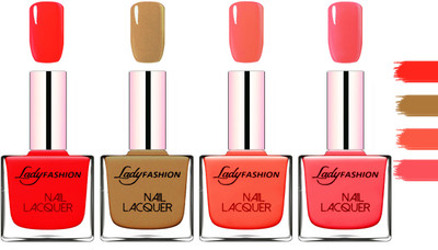 Lady Fashion Extra Shine Extra Long Stay Chip Resistant Nail Polish Juicy Red,Mettalic Brown,Light Orange,Baby Pink(Pack of 4)
Lady Fashion Extra Shine Extra Long Stay Chip Resistant Nail Polish Juicy Red,Mettalic Brown,Light Orange,Baby Pink(Pack of 4)