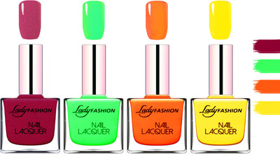 Lady Fashion Extra Shine Extra Long Stay Chip Resistant Nail Polish Maroon,Light Green,Juicy Orange,Yellow(Pack of 4)
Lady Fashion Extra Shine Extra Long Stay Chip Resistant Nail Polish Maroon,Light Green,Juicy Orange,Yellow(Pack of 4)