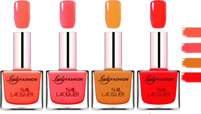 Lady Fashion Extra Shine Extra Long Stay Chip Resistant Nail Polish Light Oranger,Baby Pink,Nude,Juicy Red(Pack of 4)
Lady Fashion Extra Shine Extra Long Stay Chip Resistant Nail Polish Light Oranger,Baby Pink,Nude,Juicy Red(Pack of 4)