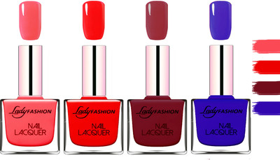 Lady Fashion Extra Shine Extra Long Stay Chip Resistant Nail Polish Baby Pink,Bright Red,Voilet,Blue(Pack of 4)
Lady Fashion Extra Shine Extra Long Stay Chip Resistant Nail Polish Baby Pink,Bright Red,Voilet,Blue(Pack of 4)
